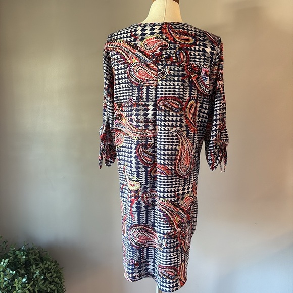 Anthropologie Fig and Flower paisley Tunic top oversize 3/4 tie sleeve pockets M - Picture 9 of 17